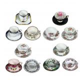 Collection of 12 Fine China Teacups & Saucers