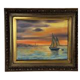 Oksana Grineva Nautical Seascape Sunset Painting