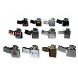 Collection of 12 Vintage Zippo Pocket Lighters