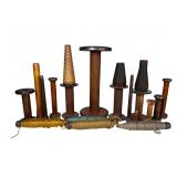 Antique Wooden Textile Spools & Bobbins