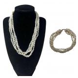 14K Gold Multi-Strand Pearl Necklace & Bracelet