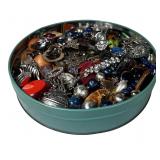 Tin Filled with Unsearched Costume & Craft Jewelry