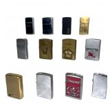 Collection of 12 Vintage Zippo Pocket Lighters