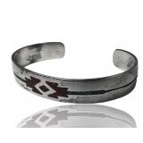 Navajo Sterling Silver Turquoise & Coral Bracelet