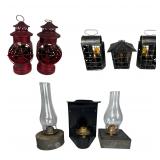 Collection of Vintage Oil Lamps and Lanterns