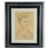 Frida Kahlo (manner)- Pencil Drawing Self-Portrait