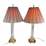 Hollywood Regency Acrylic Column Table Lamps