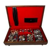 Box filled with Vintage Unsearched Costume Jewelry