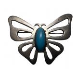 Massive Taxco Sterling Silver Butterfly Brooch