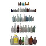 Antique Embossed Glass Bottles, Flasks & Pharmacy