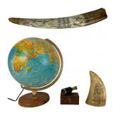 Traveler's Collection - Scrimshaw Tusk, Globe & Sp