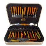 1940s Bakelite Handle Silverware in Bakelite Chest