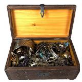Box filled with Vintage Unsearched Costume Jewelry