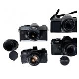 Canon, Olympus & Pentax 35mm SLR Cameras w/ Lenses