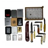 Gentlemen's Lot  Zippo Lighters, Knives & Ashtray