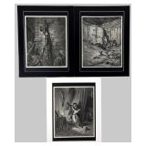 Gustave Dore -  Three Don Quixote Engravings