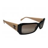 Chanel Black & Beige Acetate Rectangle Sunglasses