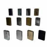 Collection of 12 Vintage Zippo Lighters