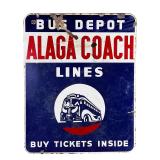 1930s  Alaga Coach Lines Porcelain Bus Depot Sign
