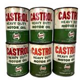 6 Vintage Castrol Heavy Duty Motor Oil Cans- Full