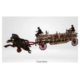 Antique Harris Toy Co Cast Iron Horse Drawn Wagon