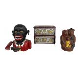 Cast Iron Coin Banks -Three Bears, Jolly Sambo &