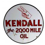 Vintage Kendall 'The 2000 Mile Oil' Porcelain Sign