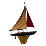 Vintage Large Wooden Pond Sailboat Yacht Model