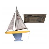 1950s Keystone Wood Toys Racing Sailboat Yacht