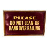 Vintage Railroad Station Safety Warning Sign