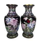 Large Chinese Qing Dynasty Cloisonne Enamel Vases