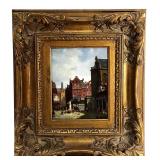 Samuel Allen - European Town Square Oil Painting