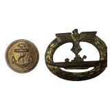WWII German Kriegsmarine U-Boat War Badge & Naval