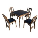 1930s Stakmore Folding Game Table and 4 Chairs Set