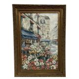 Impressionist Paris Flower Market Oil Painting