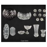 Assortment of Cut Crystal Bowls, Vases, Trays &