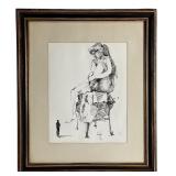 Audrey Weprin Modernist Figurative Ink Drawing