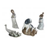Lladro  Porcelain Figurines - Cats, Dog & Ducks