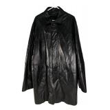 DKNY Black Leather Long Coat Size XL