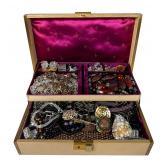 Vintage Jewelry Box full of Costume Jewelry