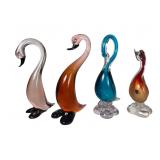 Group of 4 Murano Art Glass Geese Sculptures