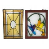 Two Vintage Stained Glass Panels / Sun Catchers