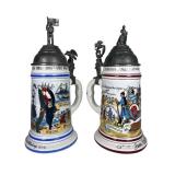 German Military Regimental Lithophane Beer Steins