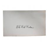 Urban 'Red' Faber Signed Autographed Card