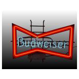 Vntg Budweiser Bowtie Neon Beer Advertising Sign