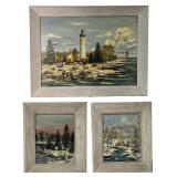 Grace Anderson - 3 Winter Landscape Oil Paintings