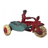 1930s Hubley Cast Iron Police Motorcycle w Sidecar