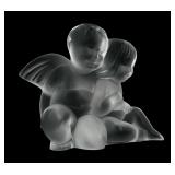 Lalique French Crystal 'Twin Angels' Figurine