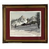 Hans Figura - Alpine Village Aquatint Etching