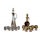 Italian Cristallerie & Murano Gilt Decanter Sets